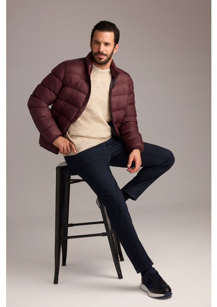 Bisiklet Yaka Regular Fit Dikişsiz Desenli Triko Kazak