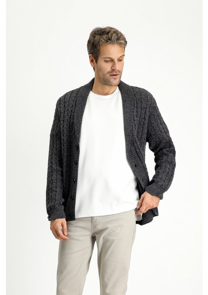 Desenli Yünlü Triko Hırka