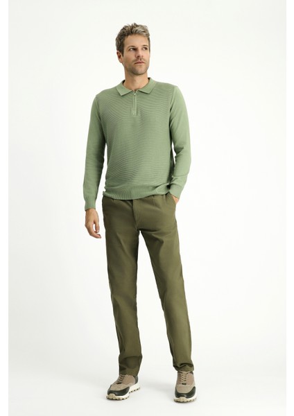 Polo Yaka Regular Fit Fermuarlı Desenli Pamuklu Triko Kazak modelleri