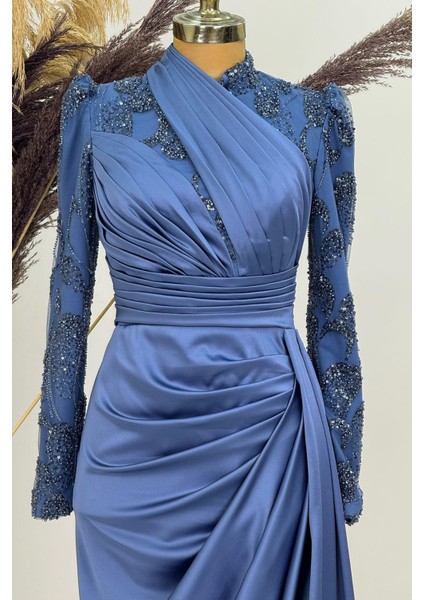 Asude Tesettür Abiye Indigo fiyatları