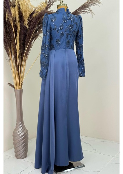 Asude Tesettür Abiye Indigo modelleri