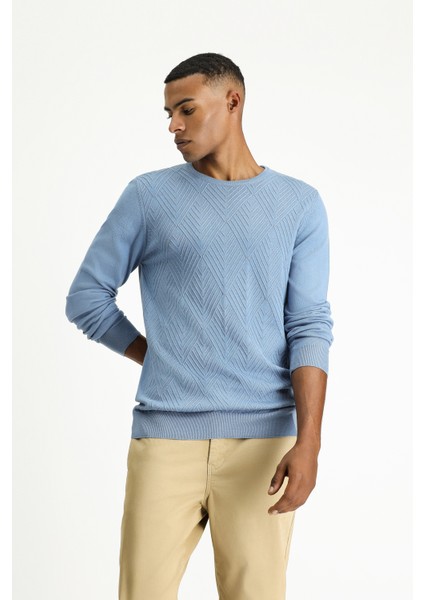 Bisiklet Yaka Slim Fit Dar Kesim Desenli Pamuklu Triko Kazak fiyatları