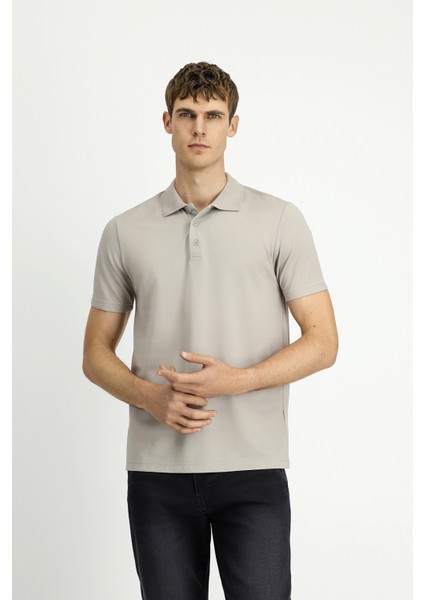 Polo Yaka Regular Fit Nakışlı Pamuklu Tişört