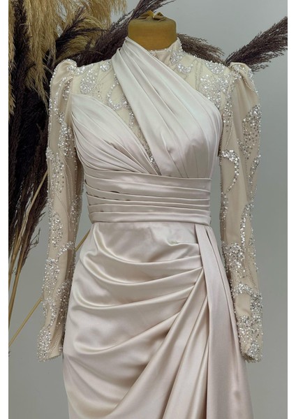 Asude Tesettür Abiye Bej fiyatları