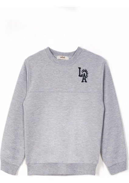 Baskılı Nakışlı Gri Melanj Renk Erkek Çocuk Eşofman Takımı modelleri