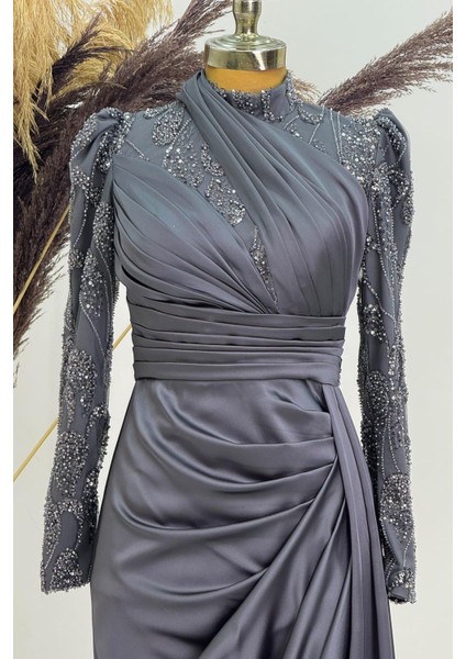 Asude Tesettür Abiye Antrasit fiyatları