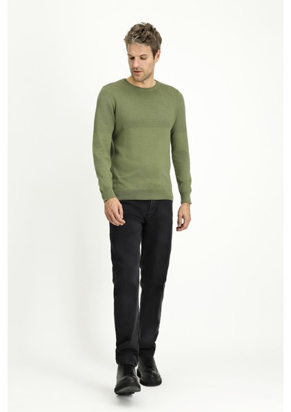 Bisiklet Yaka Slim Fit Dar Kesim Desenli Pamuklu Triko Kazak fiyatları