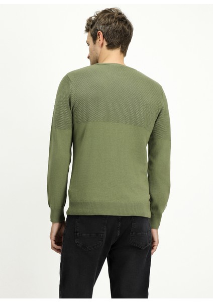 Bisiklet Yaka Slim Fit Dar Kesim Desenli Pamuklu Triko Kazak fırsatları