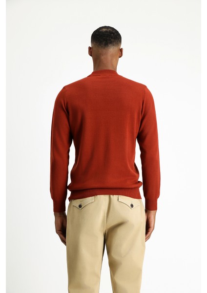 Yarım Balıkçı Yaka Regular Fit Pamuklu Triko Kazak fırsatları