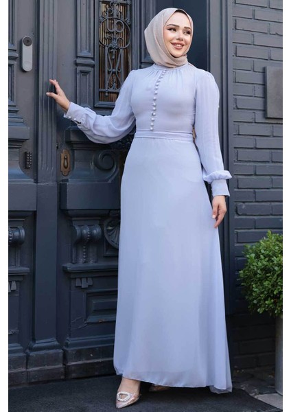 Düğme Detaylı Lavanta Tesettür Elbise 2703LV fiyatları