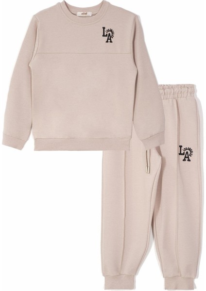 Baskılı Nakışlı Taş Renk Erkek Çocuk Eşofman Takımı indirimleri