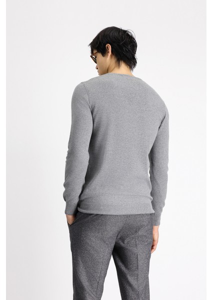 Bisiklet Yaka Slim Fit Dar Kesim Desenli Pamuklu Triko Kazak fırsatları