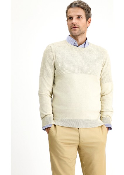 Bisiklet Yaka Slim Fit Dar Kesim Desenli Pamuklu Triko Kazak fırsatları