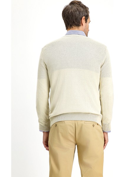 Bisiklet Yaka Slim Fit Dar Kesim Desenli Pamuklu Triko Kazak indirimleri