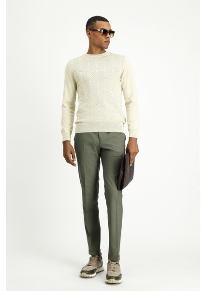 Bisiklet Yaka Slim Fit Dar Kesim Desenli Pamuklu Triko Kazak modelleri