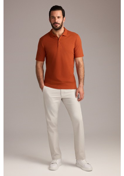 Polo Yaka Regular Fit Nakışlı Pamuklu Tişört