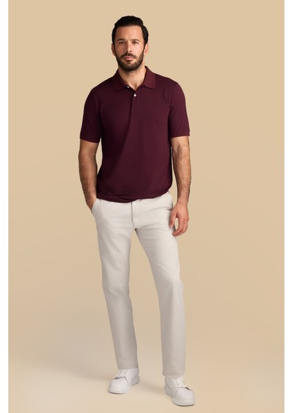 Polo Yaka Regular Fit Nakışlı Pamuk Tişört