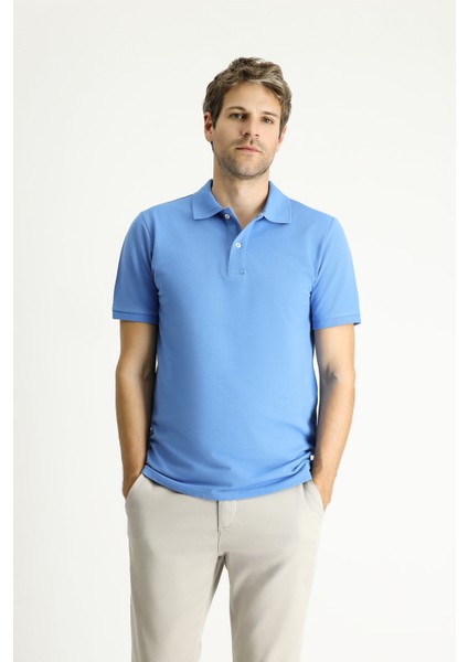 Polo Yaka Regular Fit Nakışlı Pamuk Tişört