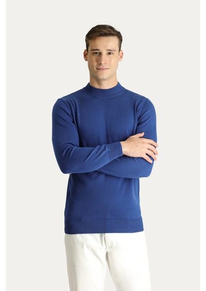 Yarım Balıkçı Yaka Regular Fit Pamuklu Triko Kazak