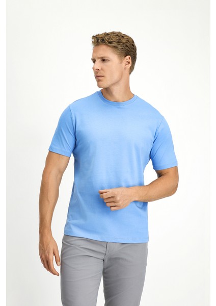 Bisiklet Yaka Slim Fit Dar Kesim Süprem Pamuk Tişört