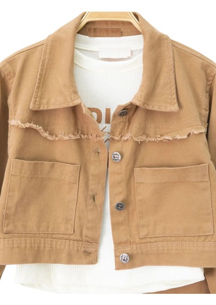 Kız Çocuk Kahverengi Gabardin Ceket Pantolon Badili Üçlü Takım fiyatları