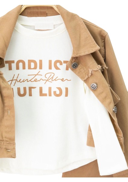 Kız Çocuk Kahverengi Gabardin Ceket Pantolon Badili Üçlü Takım modelleri