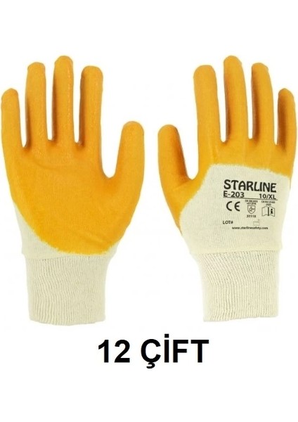 Starlıne E 203 Sarı Nitril Eldiven ( 12 Çift ) Beden No 10 / Xl