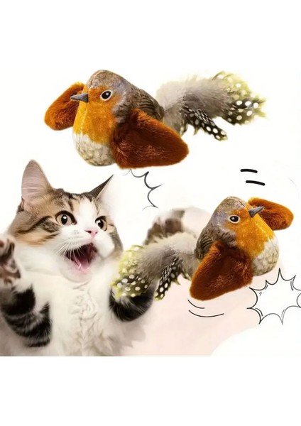 Esnek Yapılı Kuş Sesi Çıkartan Oyuncak Kuş Kedi Oyuncağı 13X5