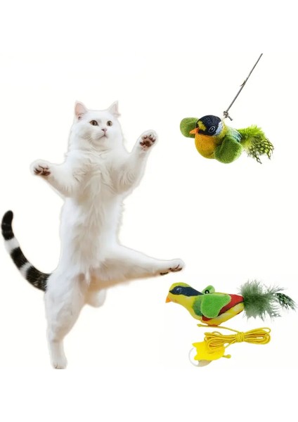 Esnek Yapılı Kuş Sesi Çıkartan Oyuncak Kuş Kedi Oyuncağı 13X5 indirimleri