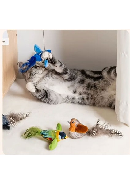 Esnek Yapılı Kuş Sesi Çıkartan Oyuncak Kuş Kedi Oyuncağı 13X5