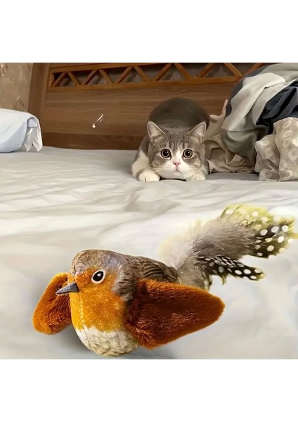 Esnek Yapılı Kuş Sesi Çıkartan Oyuncak Kuş Kedi Oyuncağı 13X5