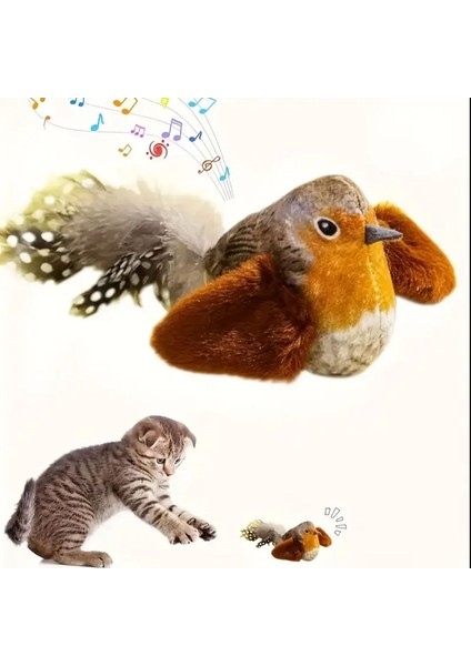 Esnek Yapılı Kuş Sesi Çıkartan Oyuncak Kuş Kedi Oyuncağı 13X5