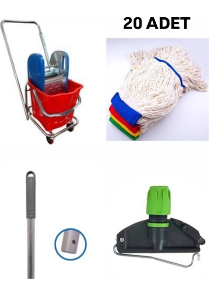 Tek Kovalı Çelik Pressli Krom Temizlik Arabası ve Paspas Arabası Temizlik Seti Islak Mop Seti fiyatları