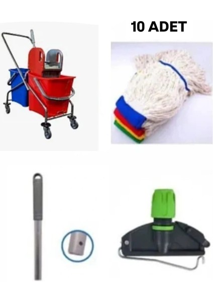 Çift Kovalı Krom Temizlik Arabası Paspas Arabası Sap Mop Aparat (Özel Plastik Presli ) fiyatları