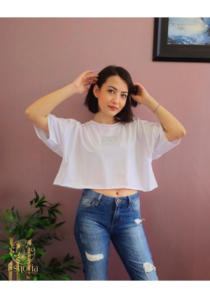 Today Baskılı Tişört Beyaz