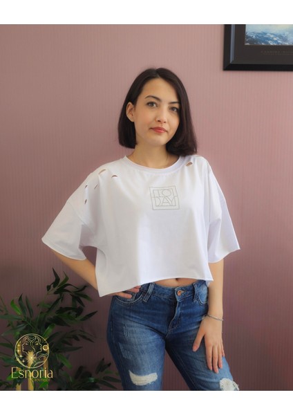 Today Baskılı Tişört Beyaz modelleri