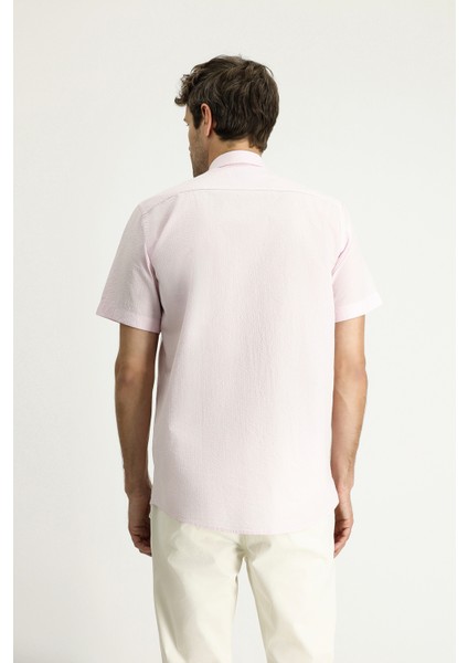 Kısa Kol Regular Fit Desenli Gofre Pamuk Gömlek indirimleri