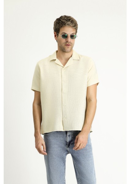 Kısa Kol Regular Fit Desenli Spor Pamuklu Kolay Ütülenebilir Gömlek