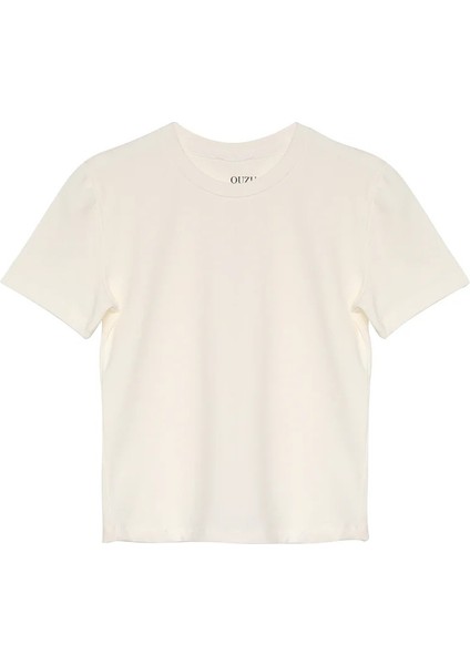 Kısa Kollu Basic Crop Tişört Beyaz indirimleri