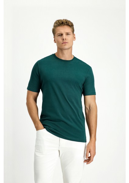 Bisiklet Yaka Slim Fit Dar Kesim Süprem Pamuk Tişört