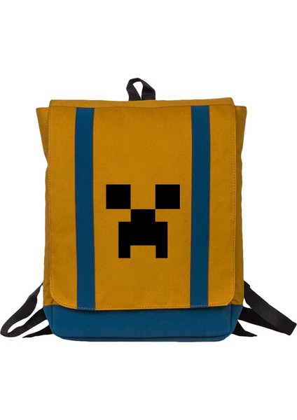 Mine Craft Creeper Face Sarı Sırt Çantası
