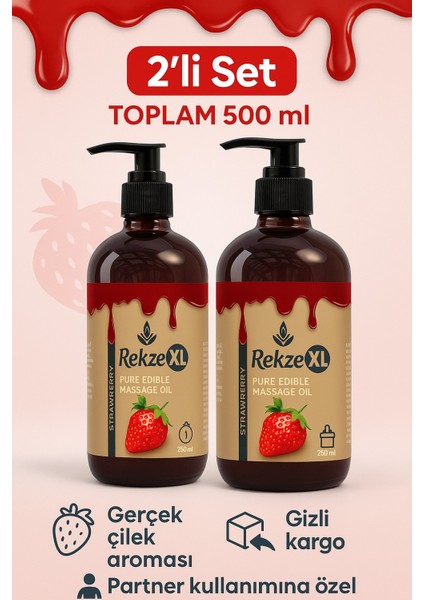 Masaj Yagı 2 Adet Çilek Büyük Boy Yenilir Vucut Masaj Yağı 250 ml fırsatları