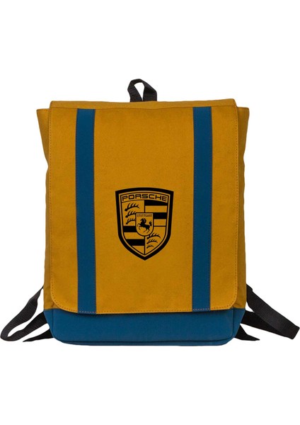 Porshe Logo Black Sarı Sırt Çantası