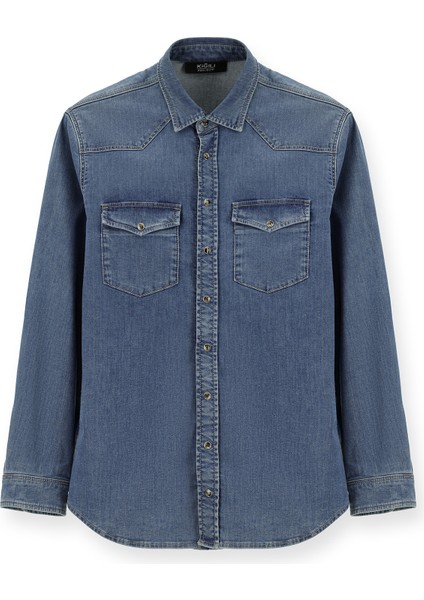 Uzun Kol Regular Fit Denim Gömlek modelleri