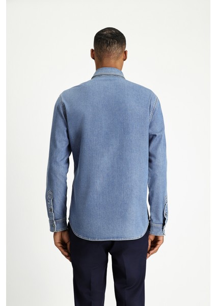Uzun Kol Regular Fit Denim Gömlek indirimleri