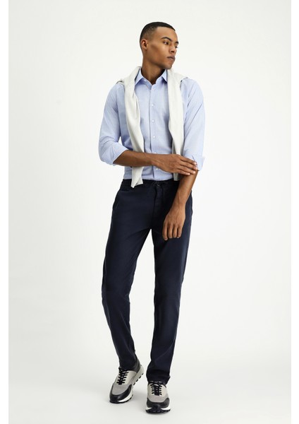 Uzun Kol Slim Fit Dar Kesim Desenli Klasik Pamuklu Kolay Ütülenebilir Gömlek