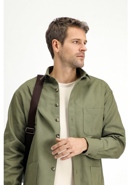 Uzun Kol Oversize Desenli Shacket Pamuk Gömlek / Mont modelleri