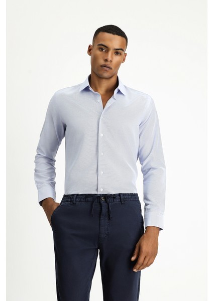 Uzun Kol Slim Fit Dar Kesim Klasik Desenli Pamuklu Kolay Ütülenebilir Gömlek