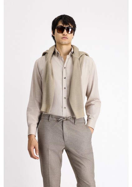 Uzun Kol Regular Fit Spor Pamuk Düğmeli Yaka Oxford Gömlek