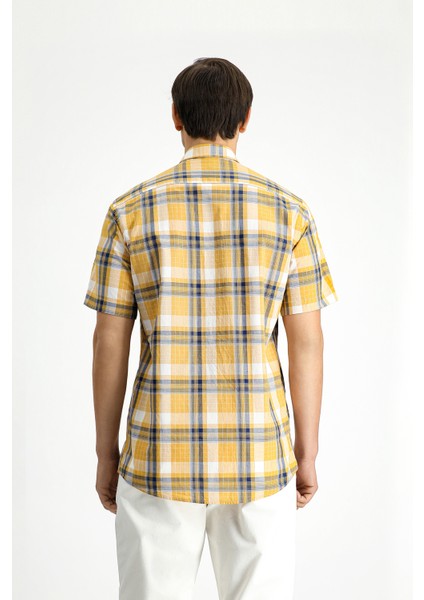 Kısa Kol Regular Fit Ekose Spor Düğmeli Yaka Pamuk Gömlek fırsatları